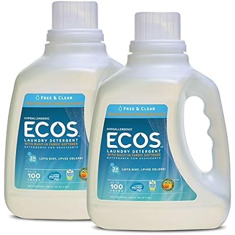 Earth Friendly Products Ecos 2x Liquid Laundry Detergent, Free & Clear, 100 Fl Oz (Pack of 2) Cover
