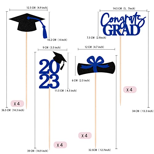 Gexolenu 16 Pcs Blue Double-Sided 2023 Graduation Centerpieces For Tables, 2023 Graduation Table Toppers Party Centerpiece Sticks Party Supplies, Graduation Party Decorations Class Of 2023, Set Of 4 #TOP1