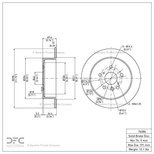 Image of Dynamic Friction Company Rear Brake Rotor Fits 2009-2015 Toyota Venza