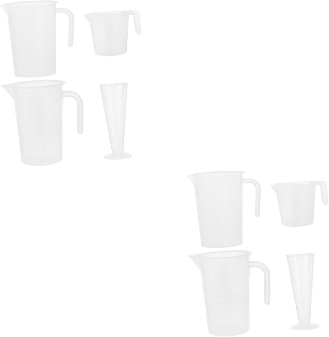 Garneck 8pcs Non-slip Plastic Measuring Cups Graduated Jugs Slanted Spout Baking Tool Scales Easy Read