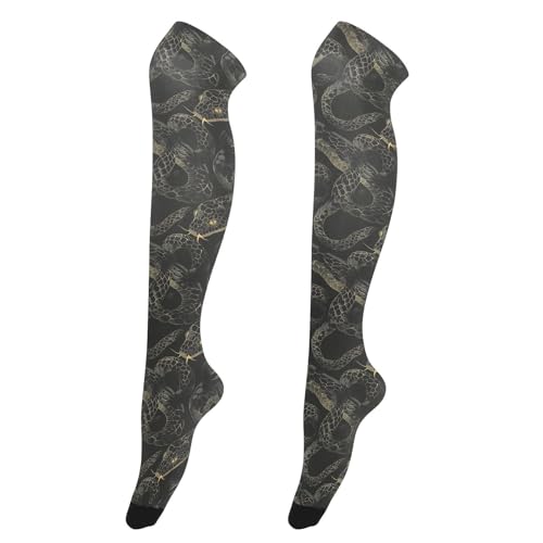 Chaussettes de cosplay mignonnes pour femme medias calcetas para mujer Old Slow Style Cobra Midnight Black Gold – vue 4