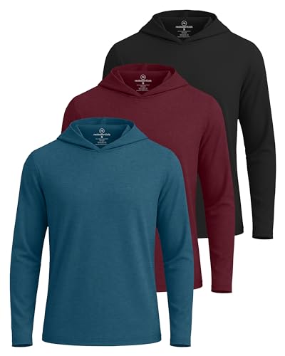Real Essentials 3 Pack: Men's Dry Fit Wicking Long Sleeve Fishing Active Hoodie Pullover Sweatshirt (Big & Tall)-Set 2, Large