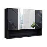 Vicco Spiegelschrank Badspiegel Wandspiegel Irma 80 cm modern Badezimmer Spiegel Badezimmerschrank Badezimmermöbel Spiegeltür Schranktür Hängeschrank Einlegeboden Regal Ablage (Anthrazit Hochglanz)