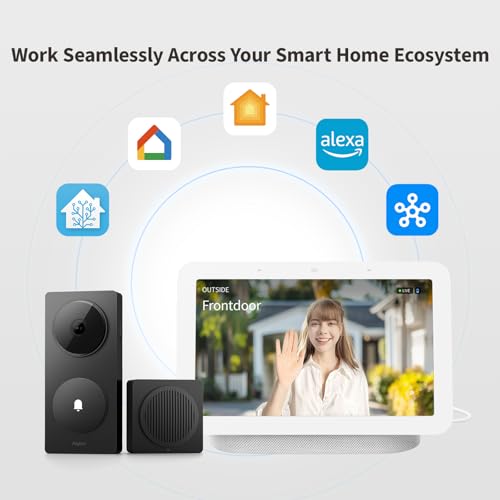 Aqara Smart Doorbell Camera G410 with Chime, 2K, HomeKit Secure Video, 2-Way Audio, Built-in Matter Hub, Wireless/Wired, Supports Apple Home, Alexa, Google, Home Assistant, 2.4G/5GHz Wi-Fi, Black - Image 3