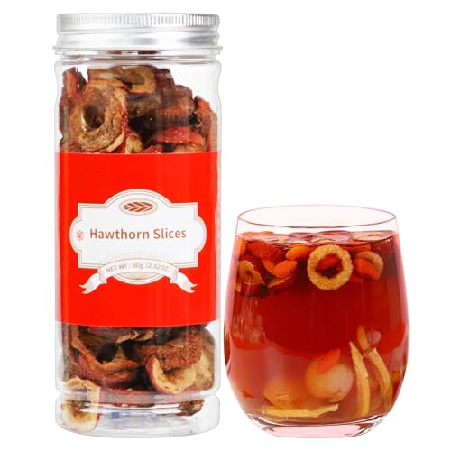 Dried Hawthorn Berry Slices, Premium Seedless Dried Hawthorn Fruit Tea 80g（2.82oz）,Hollow Circle Fresh Hawthorn Berry Slices for shanzha Herbal Tea and Snacking