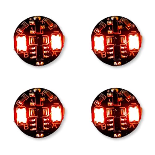 Lezalic 電飾 2連 LED 点灯 点滅 4個セット ボタン電池 (CR927対応) 磁気スイッチ ワイヤレス ジオラマ プラモデル ライト フィギュア 磁石 小型 照明 極小 ホタル 模型 (レッド)