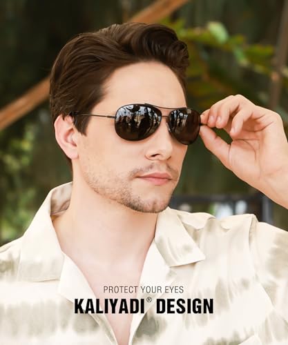 Image of KALIYADI Polarized Aviator-Sunglasses-for-Men Women Mens-Sunglasses: Lightweight Polit Sun Glasses Upgraded UV400 for Driving