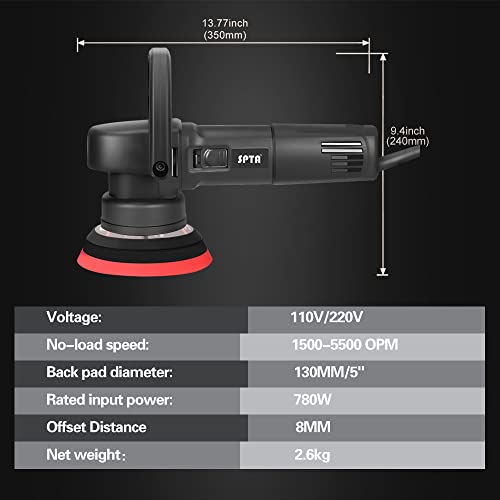 Spta Buffer Polisher, 780W 5Inch & 6Inch Dual Action Random Orbital Car Polisher, 41Pc Car Detailing Kit With Polishing Pads, Sanding Papers, Wool Pads, Tool Bag For Car Polishing And Waxing -Da501-Us #TOP1