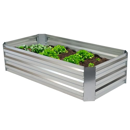 Sunnydaze NPH-588 4 X 2 Ft Galvanized Steel Rectangular Raised Garden Bed cover