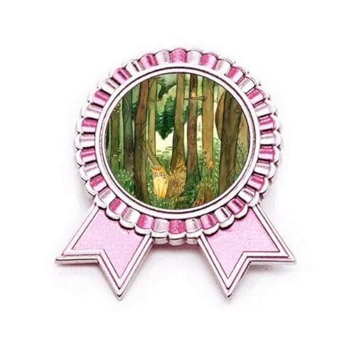 Broche chat champignon rose Miaoji en métal de taille M pour veste et sac