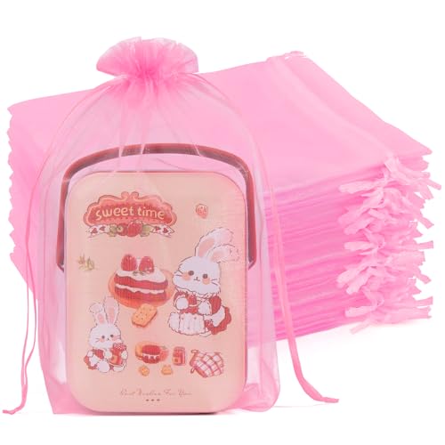 Image of Crweety 50 Pcs Pink Organza Bags 6x9 Inch, Premium Mesh Gift Bags for Wedding Baby Shower Party Favors, Small Mesh Bags Drawstring for Candy Jewelry Treat, Cute Sachet Bags for Graduation Gifts