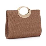 EVEOUT Clutch de Paja Trenzada para Mujer Boho Chic Bolso Tejido para Fiesta Bodas Verano Cartera de Mano Rafia Sintética para Playa Vacaciones