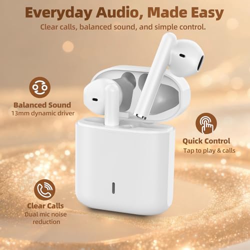Image of Noise Cancelling Earbuds, Ear Buds Wireless Noise Cancellation, Bluetooth Earbuds TWS Ear Buds, Dual Mic, Low Latency, 30H, Fast Charging, IPX4