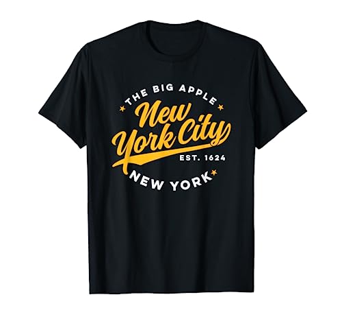 Vintage New York City The Big Apple Yellow Text T-Shirt