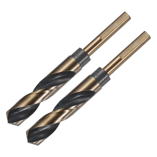 uxcell 2pcs Reduced Shank Twist Drill Bits 18mm Black Nitride &amp; Gold Titanium Coated High Speed Steel 4341 with 10mm Shank for Stainless Steel Alloy Metal Plastic Wood