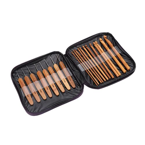 Tyenaza Juego de Herramientas de Madera de bambú de Agujas de Ganchillo para Tejer Calcetines, Chal, Manta, Bufanda, suéteres, Bricolaje, Tejido, Manualidades, Costura
