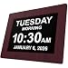 [Newest Version] Day Clock - Extra Large Impaired Vision Digital Clock with Battery Backup & 5 Alarm Options (Premium Mahogany Color)