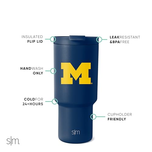 Image of Simple Modern Officially Licensed Collegiate Michigan Wolverines 30 oz Tumbler with Flip Lid and Straws, Insulated Cup Stainless Steel, Gifts for Men Women, University of Michigan (Pack of 12)