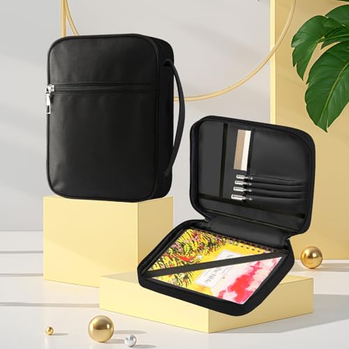 toresper Bible Cover Bag for Men Women, Bible Holder Carrying Book Case Church Bag Bible Protective with Handle and Zippered Pocket (Black)