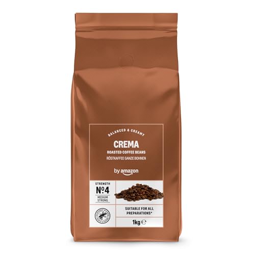 by Amazon Crema Café En Grano De Tueste Natural Intensidad 4 - Medio Fuerte, 1kg