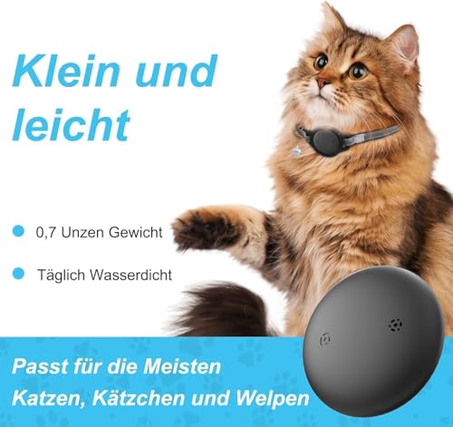 JIARUI GPS Tracker für Katzen, Mini SmartTag Tracker Ohne ABO für Katze Ohne ABO, Tracking Standort von Haustieren(nur IOS), Reflektierendes Katze Halsbänder(1 Pack)