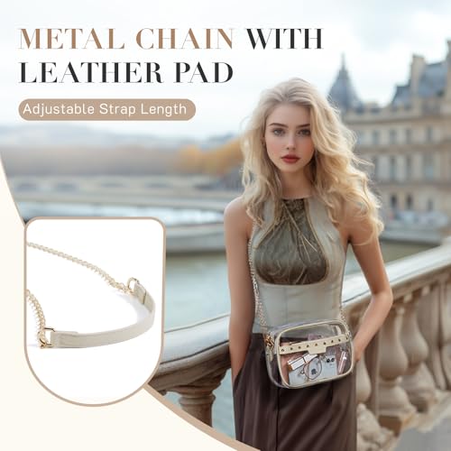 Image of Missnine Clear Bag for Stadium Events Quilted Clear Purse for Women Stadium Approved PVC Crossbody Concert Bag