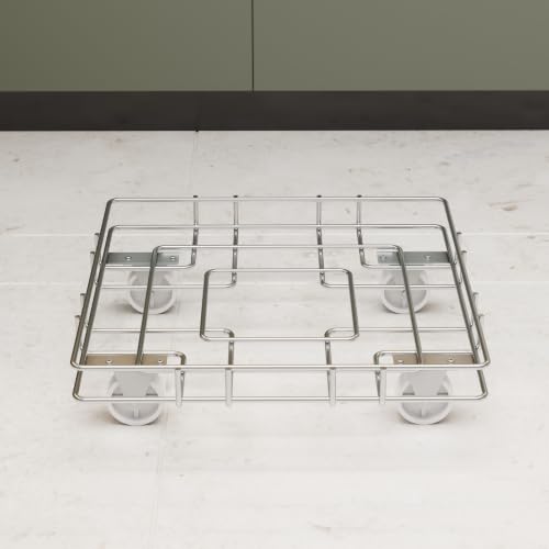 Image of LAPO Small Grain Storage Peti Stand for Kitchen, Wheat Rice Storage Box Holder, Heavy Duty-Free Standing Floor Stand, Stable Support and Space Saving Design, Easy to Move-Chrome Finish