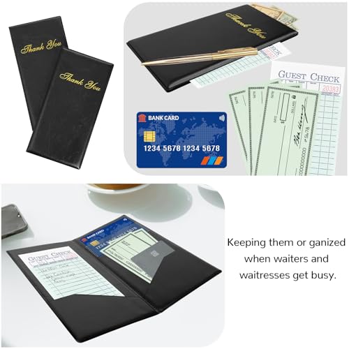 60 pcs Check Presenters for Restaurants, 4 X 7.9 Inch Restaurant Check Presenters Black Guest Check Holder, PVC Guest Check Presenters for Servers Server Books for Waitress (60 Pcs) - Thumbnail 5