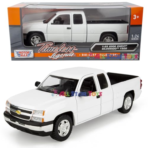Motormax 2006 Silverado 1500 Extended Cab Pickup Truck 1/25 Diecast Model Car 79393 White