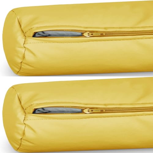 2PCS Outdoor Neck Roll Pillow Cover Waterproof Case Only - Cervical Pillow Covers with Zipper Cylinder Soft Bolster Pillow Cases