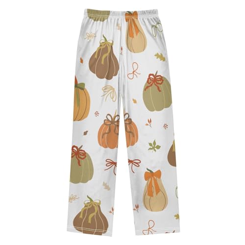Ribbon Pumpkin Boys Pants Boys Athletic Pants Long Pant for Boywith Pockets Wide-Leg Size 6-14Y2
