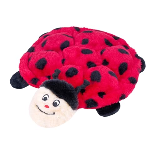 ZippyPaws Squeakie Crawler- No Stuffing Dog Toy to Keep Them Busy, for Small, Medium, & Large Dogs, Squeaky Pet Toy for Boredom, Unstuffed Chew Toy, Soft Plush Puppy Products, Betsey the Ladybug- 10'