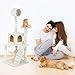 Cat Tree Tower Condo Furniture Kitten House Multi-Level Middle Size Hammock (Beige)