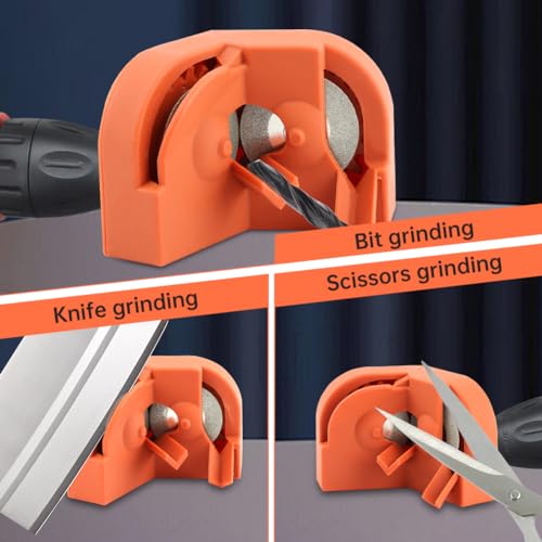 Drill Bit Sharpener, Multipurpose Portable DIY Sharpening Tool Drill Bit Sharpener, Universal Electric Drill Bit Sharpener, With 4 Replacement Grinding Wheels for High-Speed Steel - Thumbnail 4