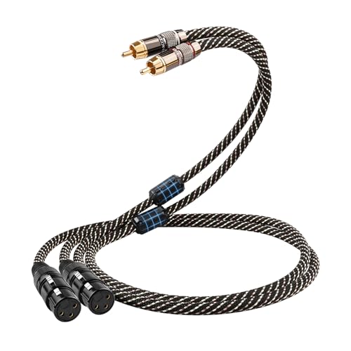 YYTCG Audiophile 4.92ft Dual RCA Male to Dual XLR Female - HiFi Audio Cable,4N OFC Core,Gold-Plated Plug,Nylon Braid,Subwoofer Cable,Compatible with Amplifiers,Mixers,Microphones(4.92ft/1.5m)