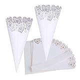 【Abmessungen】 Die Größe der Kegelhalterbox beträgt 14 * 14 cm und die Größe des fertigen Produkts beträgt 5,5 cm x 1,57 cm (am breitesten Teil oben). Die perfekte Größe für einen Konfetti-Wurf bei Hochzeiten Fülle sie und stelle sie in ein paar große Körbe.