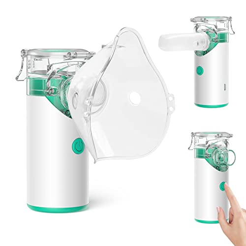 Portable Nebulizer, Handheld Nebulizer Machine for Adults Kids, Household Nebuliser with Mouthpiece Adults&Chlid Masks, Ultrasonic Nebulizer of Cool Mist