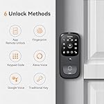 Video Smart Lock with Doorbell, 6 in 1 Keyless Entry Door Lock, Built-in WiFi Camera Deadbolt Lock for Front Door, Fingerprint, Keypad Code, App Control, Voice Control, Auto Lock, IP65, Video Calling - Image 2