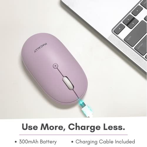 Macally Bluetooth Mouse Purple | Wireless Mouse - Comfortable and Quiet, Enjoy Strong Connection for Laptop, Mac, iPad