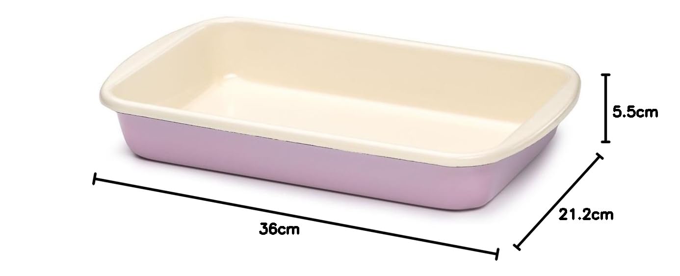 Riess, 0434-006 - Pirofila da forno 32/19, stile classico, colore rosa, lunghezza 36 cm, larghezza 21,5 cm, altezza 5,5 cm, smaltata, a induzione