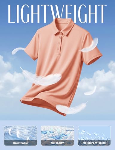 Image of TACVASEN Women's Golf Polo Shirts Short Sleeve UPF 50+ Sun Protection Golf Shirts for Women Quick Dry Collared Polos