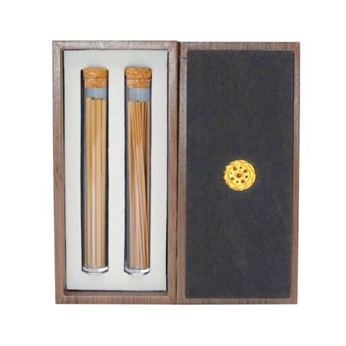 Bakhoor BoSidin Cambodian Oud – 1.3mm & 3mm Agarwood Incense Sticks in Clear Tubes with Holder & Bamboo Gift Box – Oriental Scent for Home, Office & Meditation (Gray)