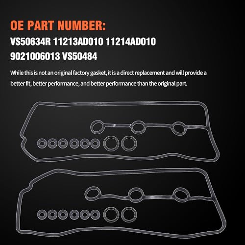 Image of HiSport Valve Cover Gasket - Compatible with Toyota 2005-2015 Tacoma 4.0L 2005-2010 Tundra 4.0L 2003-2009 4Runner 4.0L 2007-2009 FJ Cruiser 4.0L - Replace VS50634R