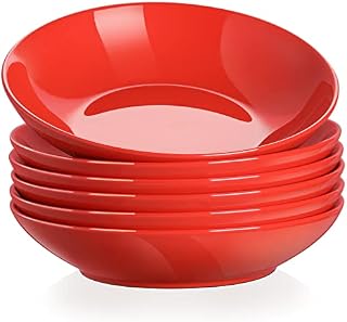 LOVECASA, Series Sweet, Soup Plates Porcelain Deep Dinner Plate Soup Snack Plate, for 6 People Dark Green