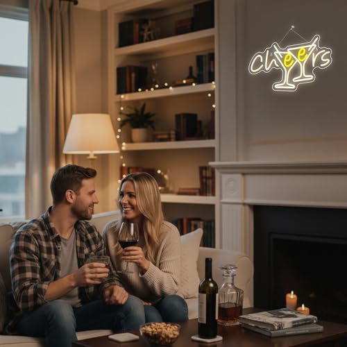 Image of WX&YH Cheers Neon Sign Cocktails Bar Led Sign Cheers Neon Signs for Wall Decor Cocktails Glass Neon Lights Signs for Home Pub Party Club Restaurant Shop Bar Lights Decor Gifts