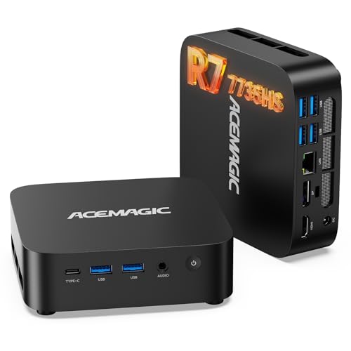 ACEMAGIC M1 Mini PC, AMD Ryzen 7 7735HS (8C/16T, jusqu'à 4,75GHz), 24GB LPDDR5 1TB NVMe SSD Mini Ordinateur de Bureau,Windows 11 Pro/4K Triple Display/WiFi 6/BT 5.2/VESA Supporté 24 Go 1 TB