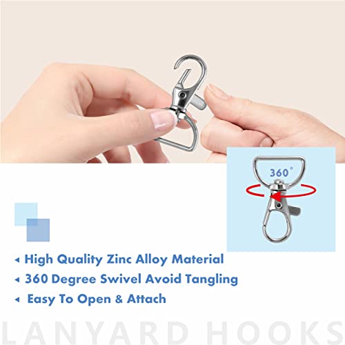 80 ganci ad anello a D, girevoli per portachiavi