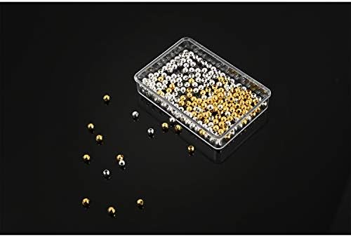 Berolle 300 Pieces Gold Plated Round Spacer Beads Metal Beads for DIY Jewellery Making (Gold)