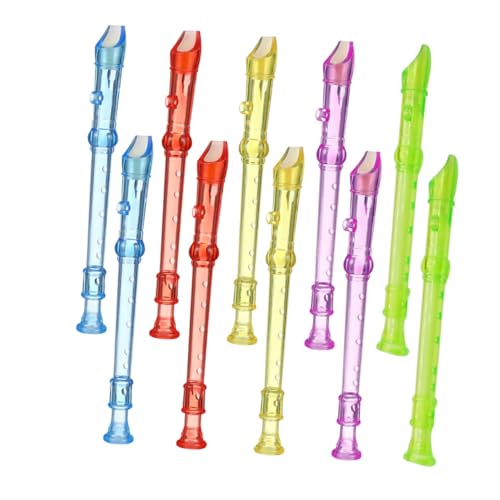 Kisangel 10pcs Translucent Plastic Recorder for Boys and Girls Beginner Music Flutes Mini Orchestra Recorder for School Arts Crafts Supplies for Boy Girl