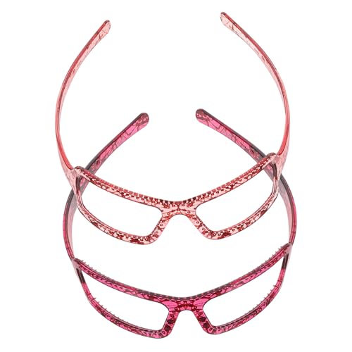 Mikinona Bandeaux Pour Cheveux Femmes 2 Pièces Taille Unique Design Lunettes Originales Lavable Visage Maquillage Fête Accessoire Cheveux Léger Doux Confortable